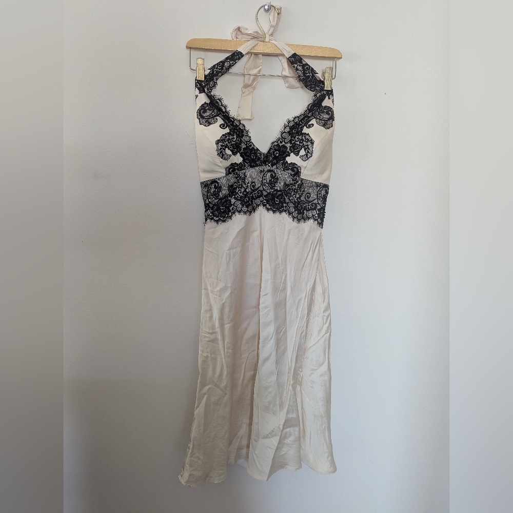White House Black Market Backless Cream and Black Dress